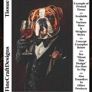 Bulldog in Smoking & Strikdas & Wijn CR8 Decoupage Tissuepapier