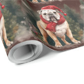 Bulldog in Sneeuw Kerstmis Cadeaupapier (Rol Hoek)