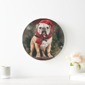 Bulldog in Sneeuw Kerstmis Grote Klok (Huis)