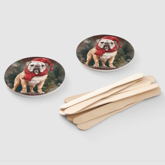 Bulldog in Sneeuw Kerstmis Handwaaier (Niet-gemonteerd)