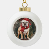 Bulldog in Sneeuw Kerstmis Keramische Bal Ornament (Voorkant)