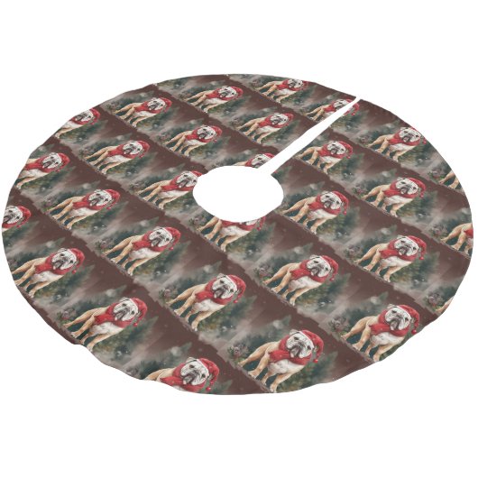 Bulldog in Sneeuw Kerstmis Kerstboom Rok (Gekanteld)