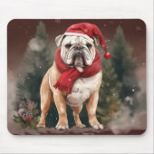 Bulldog in Sneeuw Kerstmis Muismat (Voorkant)