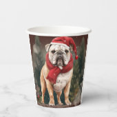 Bulldog in Sneeuw Kerstmis Papieren Bekers (Achterkant)