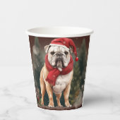 Bulldog in Sneeuw Kerstmis Papieren Bekers (Voorkant)