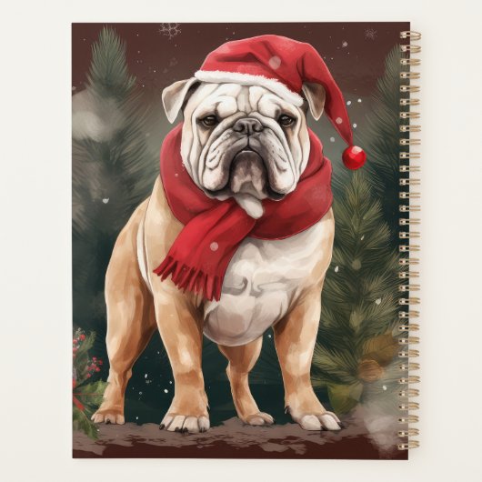 Bulldog in Sneeuw Kerstmis Planner (Achterkant)