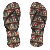 Bulldog in Sneeuw Kerstmis Teenslippers (Voetbed)