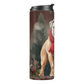 Bulldog in Sneeuw Kerstmis Thermosbeker (Gedraaid links)