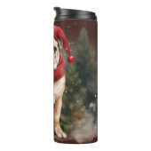 Bulldog in Sneeuw Kerstmis Thermosbeker (Geroteerd rechts)