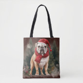 Bulldog in Sneeuw Kerstmis Tote Bag (Voorkant)