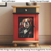 Bulldog In Tuxedo & Bow Stropdas & Wijn CR8 Decoup Tissuepapier