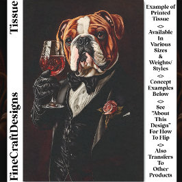 Bulldog In Tuxedo & Bow Stropdas & Wijn CR8 Decoup Tissuepapier