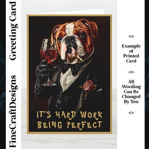 Bulldog in Tuxedo & Bow Stropdas & Wine CR8 Aangep Kaart