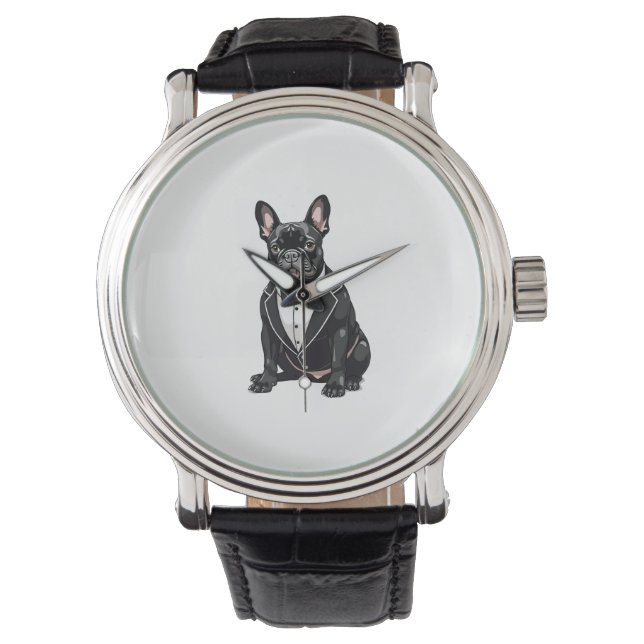Bulldog in Tuxedo Horloge (Voorkant)