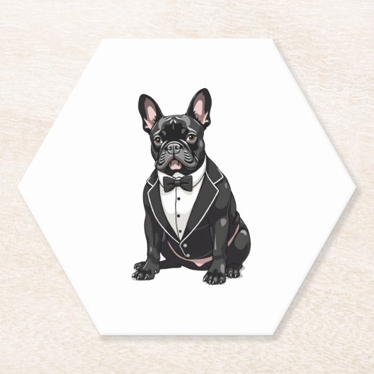 Bulldog in Tuxedo Kartonnen Onderzetters (Voorkant)