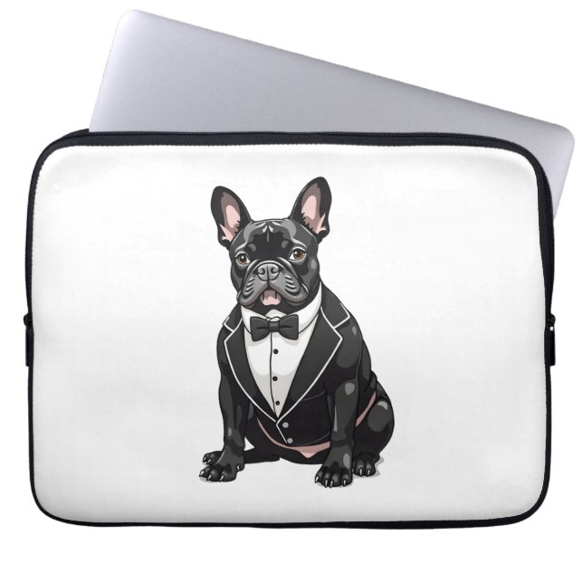 Bulldog in Tuxedo Laptop Sleeve (Voorkant)