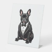 Bulldog in Tuxedo Reclamebord Met Voetstuk (Voorkant)