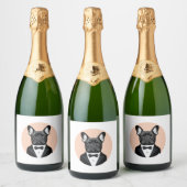 Bulldog in Tuxedo Sparkling Wijnetiket (Flessen)