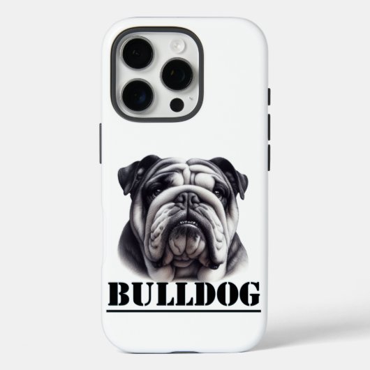 Bulldog in zwart-wit Case-Mate iPhone case (Achterkant)