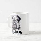Bulldog in zwart & wit koffiemok (Voorkant links)
