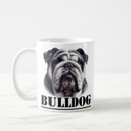 Bulldog in zwart & wit koffiemok