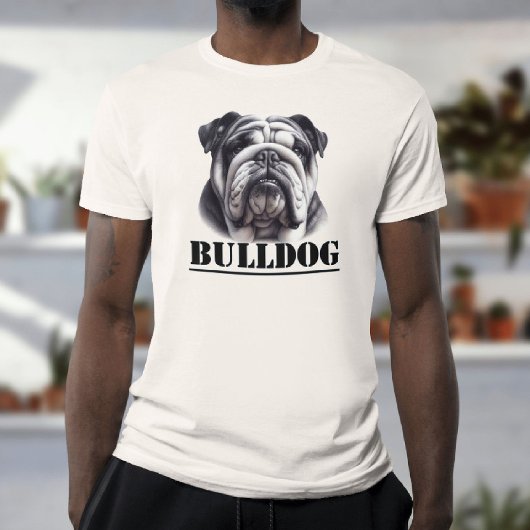 Bulldog in zwart-wit t-shirt