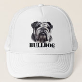 Bulldog in zwart & wit trucker pet (Voorkant)