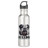 Bulldog in zwart & wit waterfles  (Voorkant)