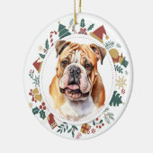 Bulldog ingelijst in kerst Afbeeldingen Keramisch Ornament (Links)