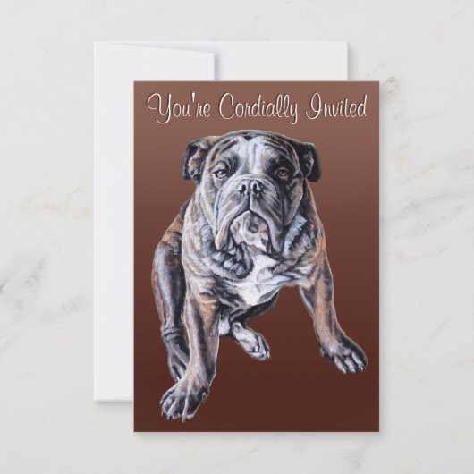Bulldog Invitations Custom English Bulldog Kaarten (Voorkant)