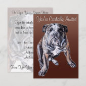 Bulldog Invitations Custom English Bulldog Kaarten (Voorkant / Achterkant)
