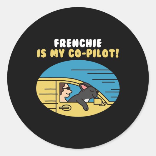 Bulldog is mijn copiloot hond ronde sticker (Voorkant)