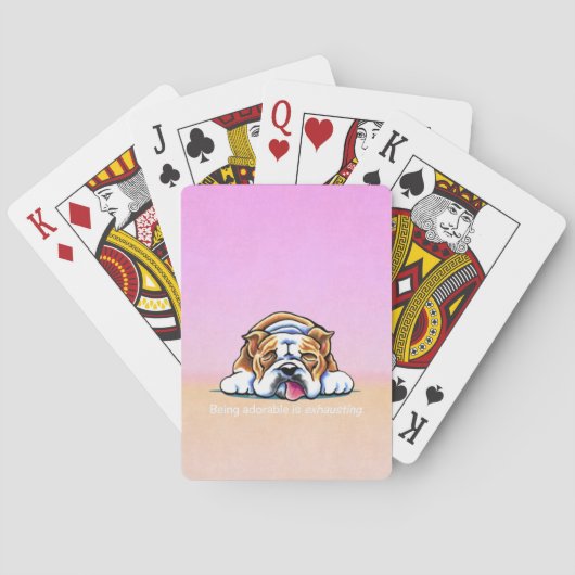 Bulldog is Schattig Roze off-Leash Art™ Pokerkaarten (Achterkant)