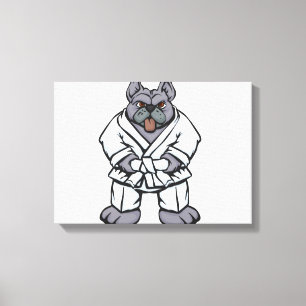 Bulldog jiu jitsu   achtergrondkleur kiezen canvas afdruk