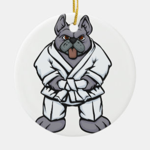 Bulldog jiu jitsu achtergrondkleur kiezen keramisch ornament