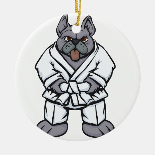 Bulldog jiu jitsu | achtergrondkleur kiezen keramisch ornament (Voorkant)