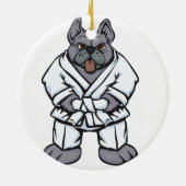 Bulldog jiu jitsu | achtergrondkleur kiezen keramisch ornament (Achterkant)