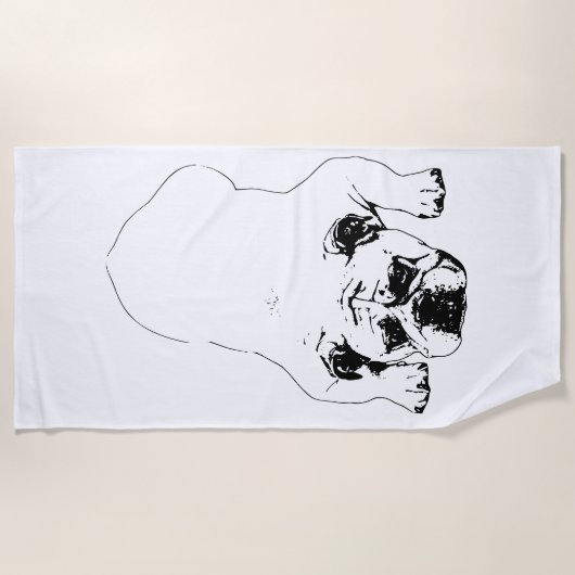Bulldog Kalm Ontspannen Handdoek (Voorkant)