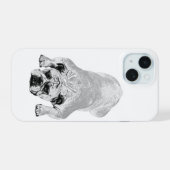 Bulldog Kalmerende Winterstemming iPhone 15 Case (Achterkant horizontaal)