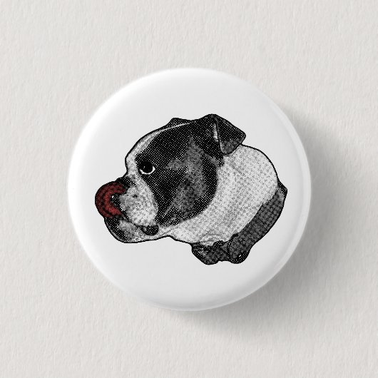 Bulldog Kersen Speld Ronde Button 3,2 Cm (Voorkant)