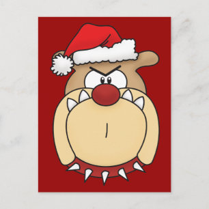 Bulldog Kerst Ansichtkaart Feestdagenkaart