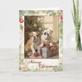  Bulldog Kerst Feestdagen Kaart