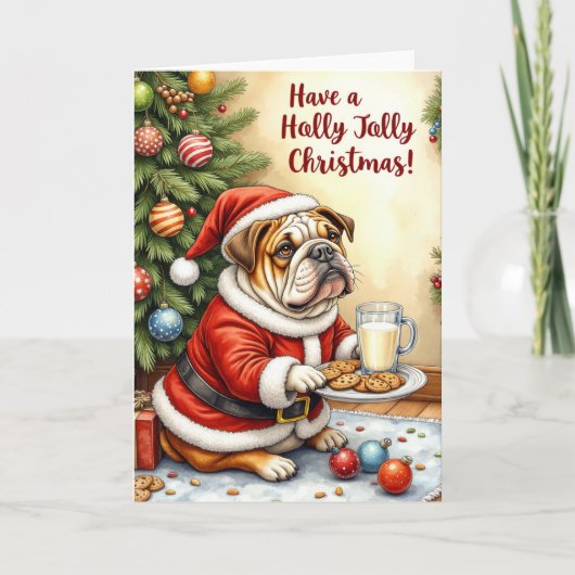 Bulldog Kerst Grappige Vakantie Hond Pun Kaart (Voorkant)