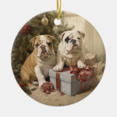 Bulldog Kerst Keramisch Ornament (Voorkant)