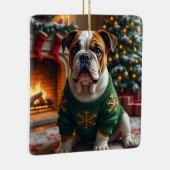 Bulldog Kerst Kunst Keramisch Ornament (Rechts)