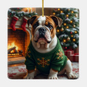 Bulldog Kerst Kunst Keramisch Ornament (Achterkant)