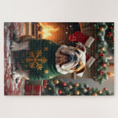 Bulldog Kerst Kunst Legpuzzel (Horizontaal)