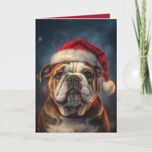 "Bulldog Kerst Wens" Feestdagen Kaart (Voorkant)