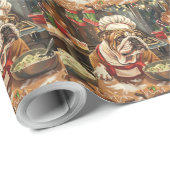 Bulldog Kerstbak: Festieve Kerstmis Cadeaupapier (Rol Hoek)