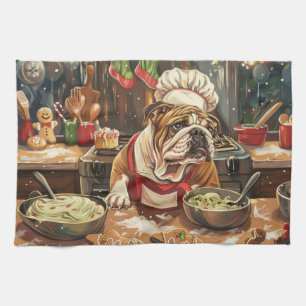 Bulldog Kerstbak: Festieve Kerstmis Theedoek